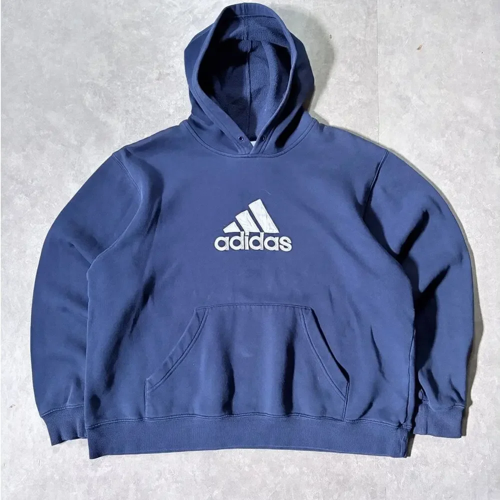 2000s Vintage Adidas Embroidered Navy Hoodie -L